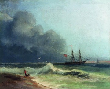 イワン・コンスタンティノヴィチ・アイヴァゾフスキー Painting - 嵐の前の海 1856 ロマンチックなイワン・アイヴァゾフスキー ロシア
